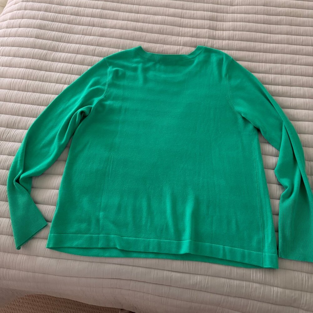 Spring Green Lilly Pulitzer Pull-Over Sweater With Rhinestone Button Trim - Picture 4 of 5